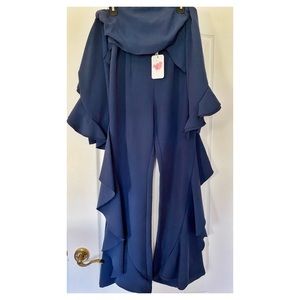 Blue 2 Piece Ruffle Bell Bottom Set💙